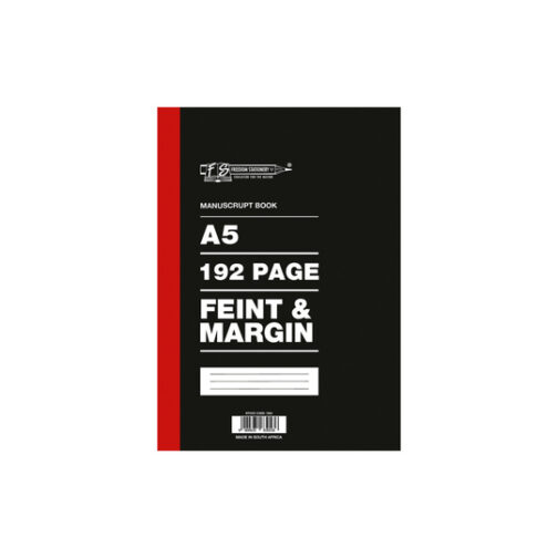 Hardcover A5 Manuscript Book Feint & Margin - 192 page
