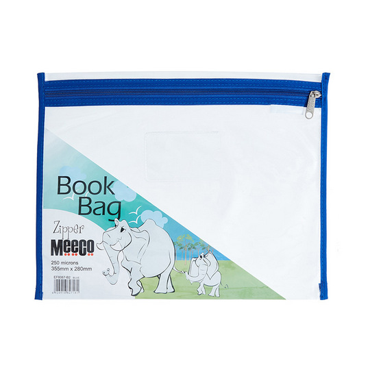 Bag - A4 Clear Book Bag with Zip - Meeco - BLUE