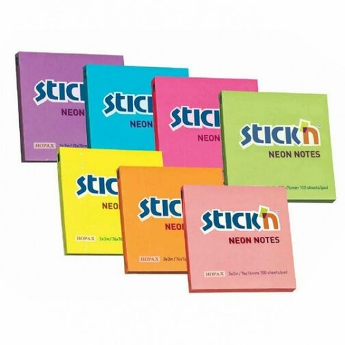 Stick'n Pads | Info Notes - 76mmx76mm - 7 Colour Pack, 100 Sheets per colour