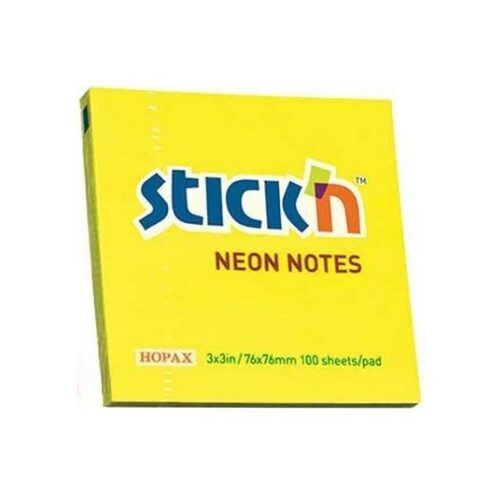 Stick'n Pads | Info Notes - 76mmx76mm - 100 Sheets per pack - Lemon Yellow