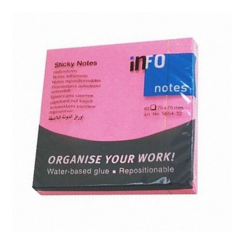 Sticky Info Notes Bright - PINK (80 sheets)